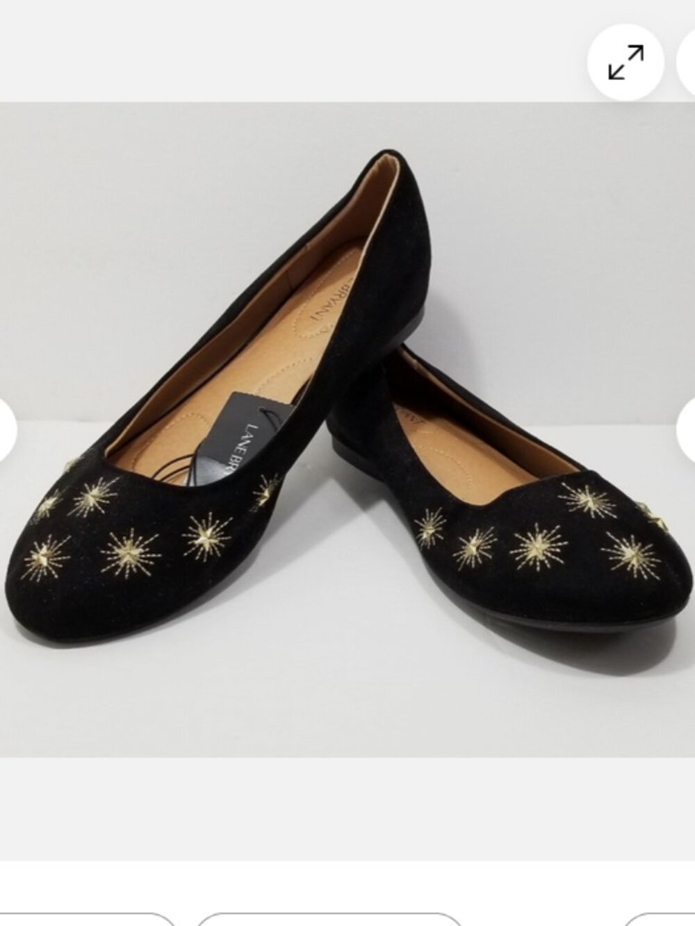LANE BRYANT Velvet Ballet Flats w/Gold Starburst 6970E2M